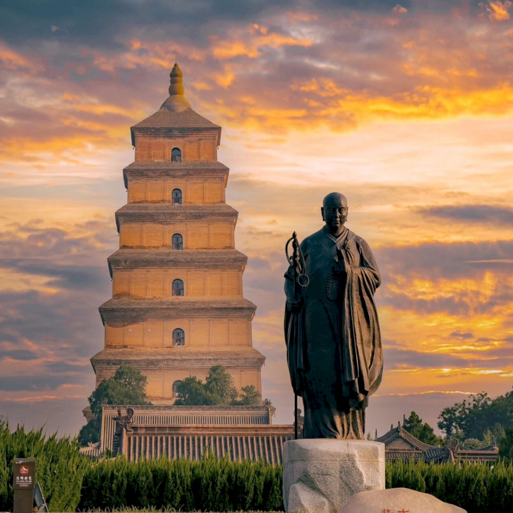 The Big Wild Goose Pagoda is the place to display the Buddhist scriptures that Xuanzang brought from India
